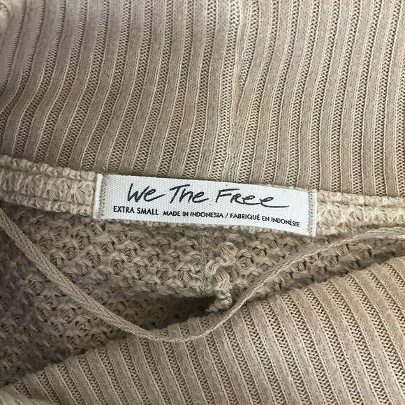 FREE PEOPLE She's A Keeper Thermal Waffle Knit Sweater Winter Wheat Tan XS - Picture 12 of 13